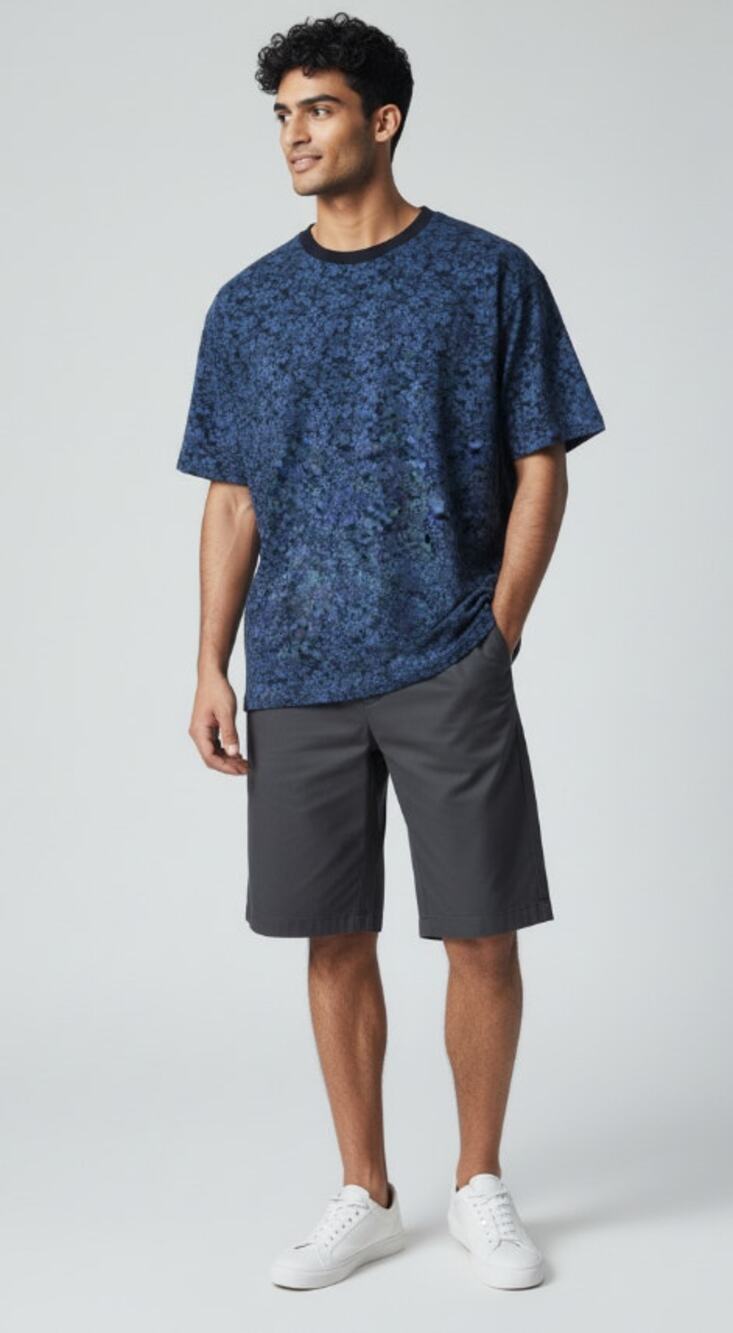 American Tall Men XLarge XLT Stretch Pima Cotton Printed Tee Blue New